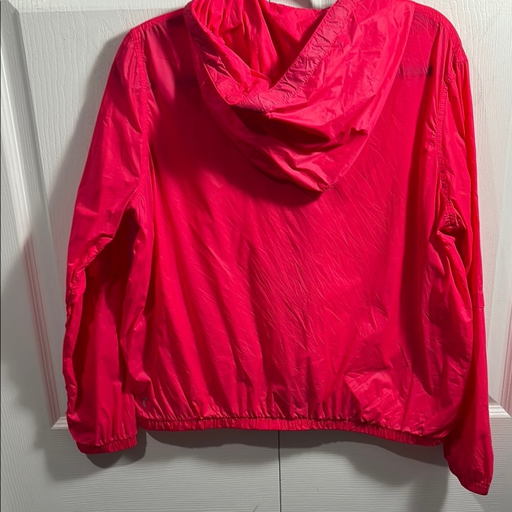 ZYIA Vibrant Windbreaker Jacket Coral Pink Lightweight Hooded Activewear - Picture 6 of 12